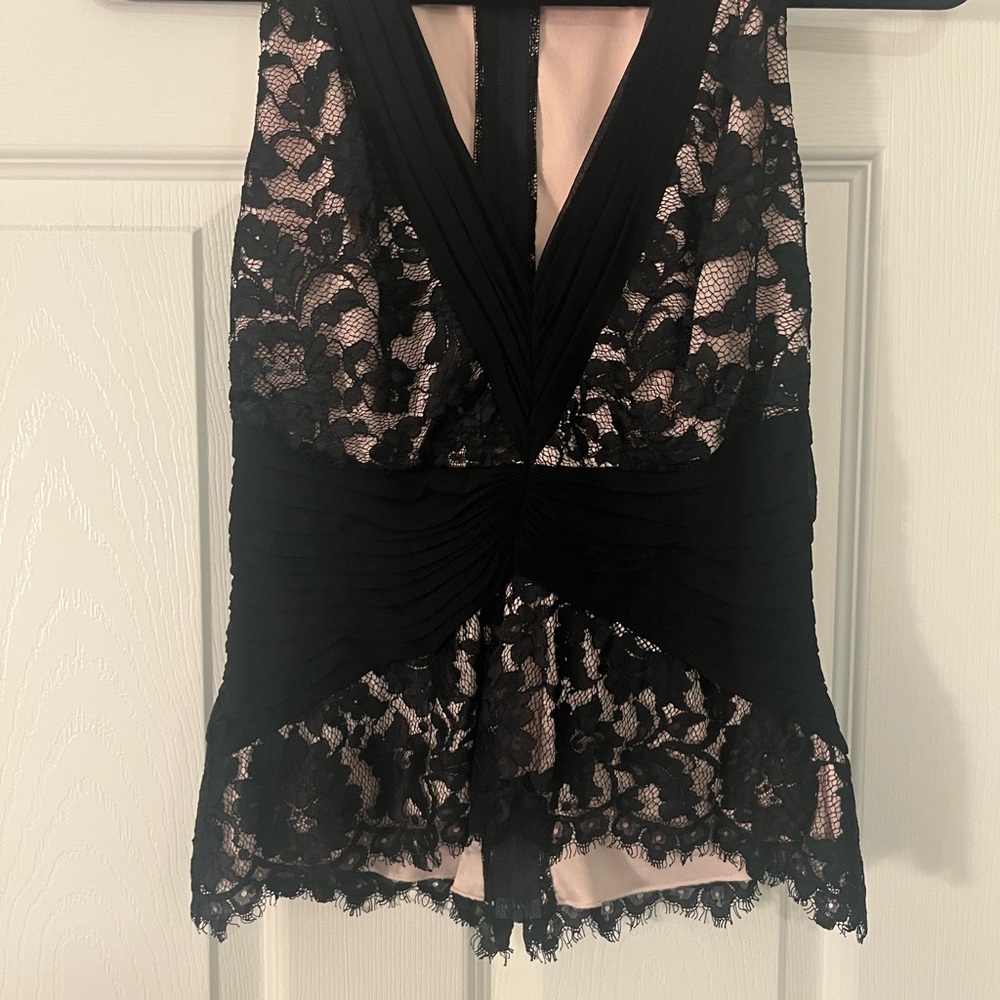 Tadashi Shoji Black and Pink Lace Top - Picture 6 of 13